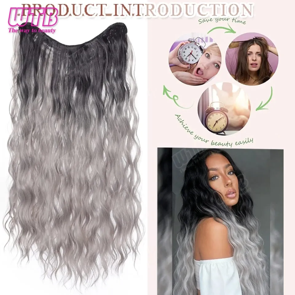 WTB Gradient Color Hair Extensions Synthetic Wig BB Clip Style Water Wave Pattern Suitable for Women's Daily Wear and Holidays