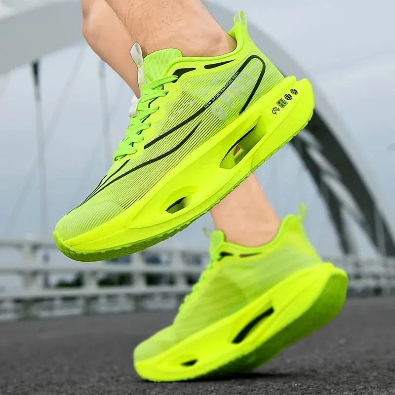 New Men's Carbon Plate Sneakers Outdoor Soft Sole Mesh Sports Shoes Running Shoes Light Anti-Slip Casual Couple Tennis Shoes 33-