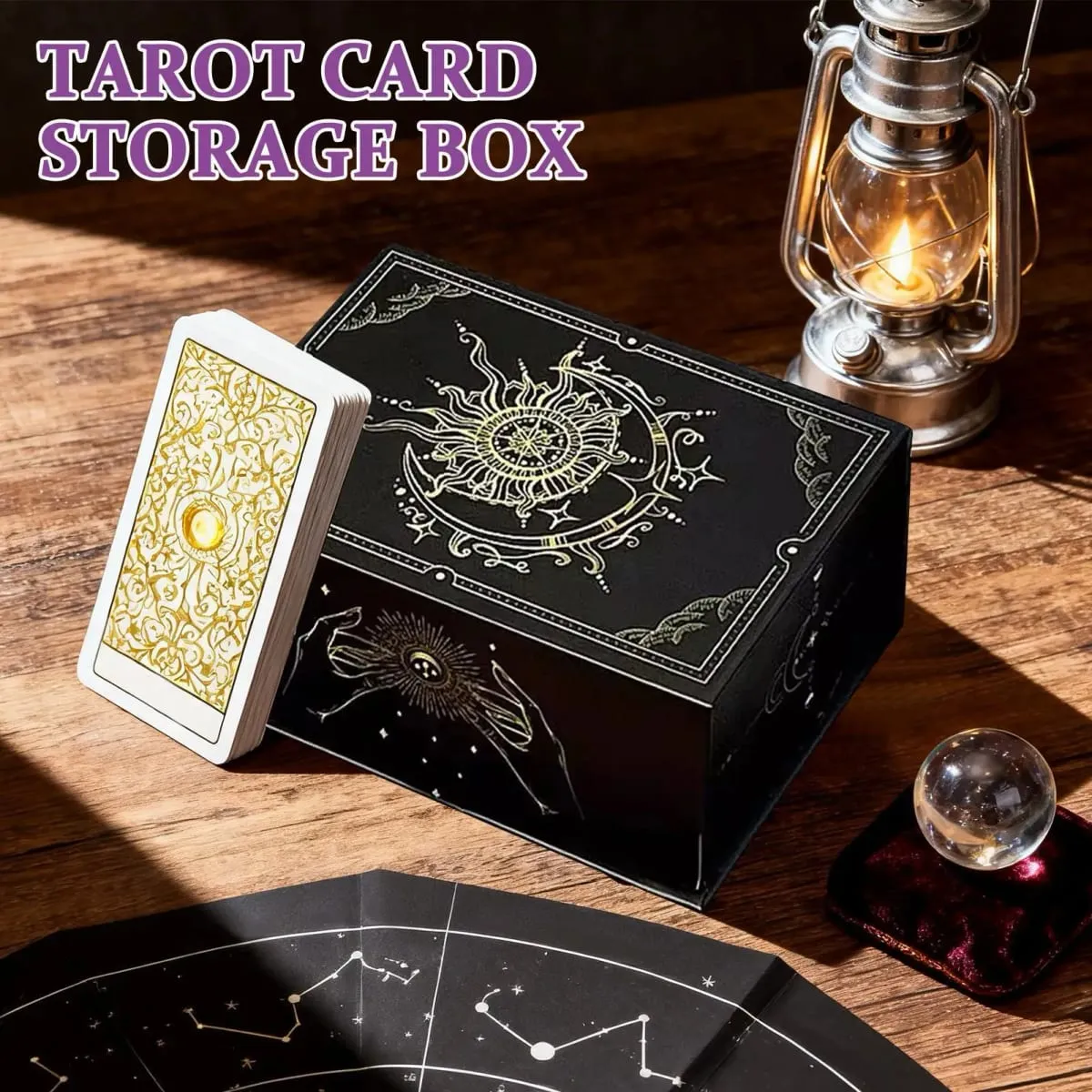 Magnetic Lid Tarot Card Box Portable Lightweight Storage Organizer Low-key elegant Playing Cards Jewelry Keepsakes storage box — image 2