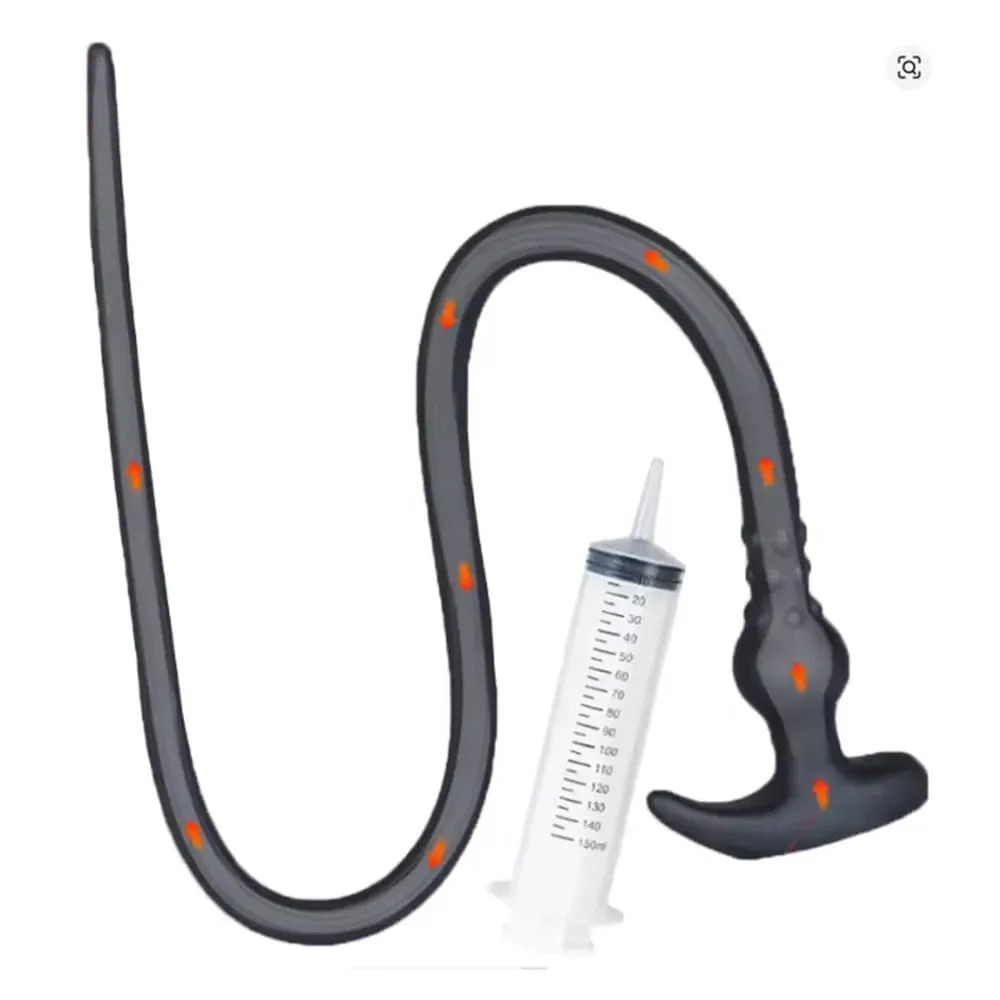 Super Long Anal Plug Whip Silicone Wearable Butt Plug Hollow Enema Vaginal Cleaning Dildos Deeper 18+ Adult Sex Toys for Couples