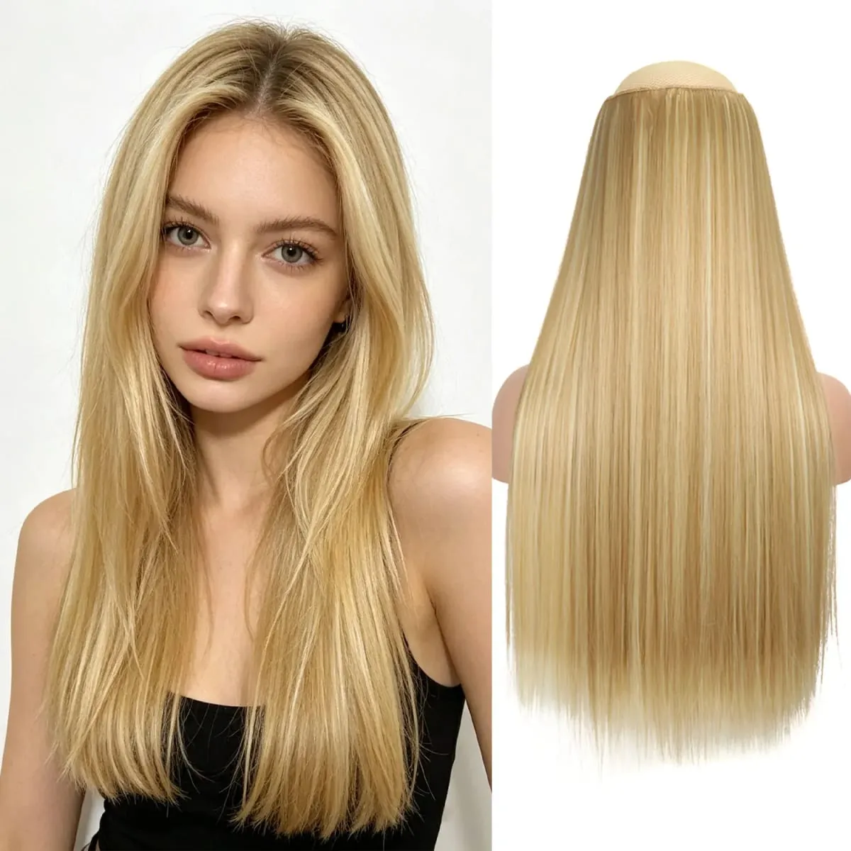 Synthetic 5 Clips in one piece hair extensions 22inch long straight clip in hair for women girls daily party holiday