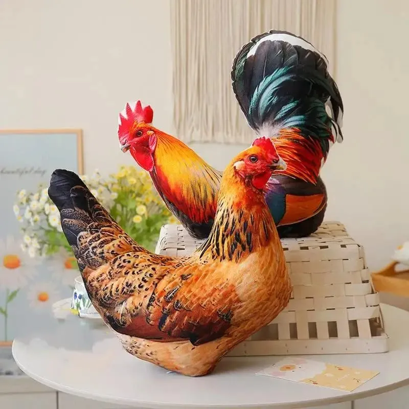 Rooster Plush Throw Pillow Lifelike 3D Print Soft Fluffy Comfortable Cushion para sa Office Chair Decor Rest Pillow para sa mga Manggagawa