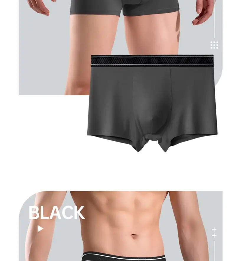 Boxer Modal pour hommes, sans couture, avec pochette à balles, culotte douce, grande taille, respirant, sous-vêtement confortable