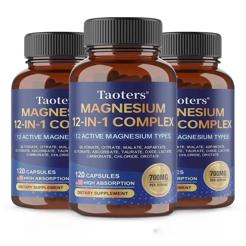 Magnesium 12-in-1 Complex Supplement – 700mg High Absorption Glycinate Citrate Malate & Taurate Blend for Muscle Nerve Sleep