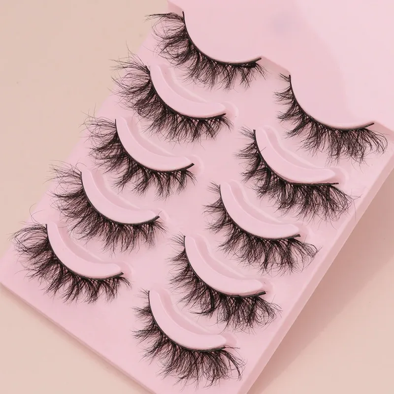 5 Ζεύγη βλεφαρίδων Cat Eye Faux Βλεφαρίδες Βιζόν Βλεφαρίδες με φτερωτό τέλος μακριές βλεφαρίδες Φυσικές μακριές βλεφαρίδες Manga Ψεύτικες βλεφαρίδες Μακιγιάζ