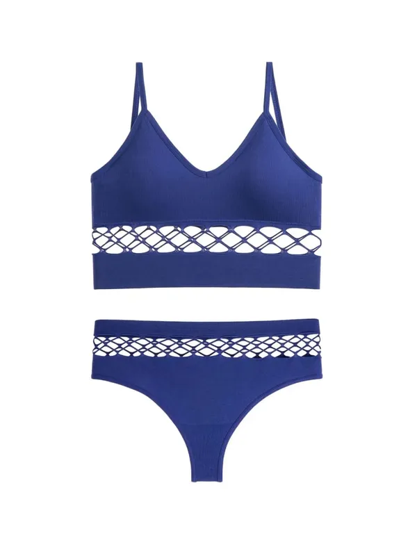 Thin Hollow Out Lingerie Set for Women Wireless Small Bust Push Up Bra Plus Size Breathable Sports Camisole Vest