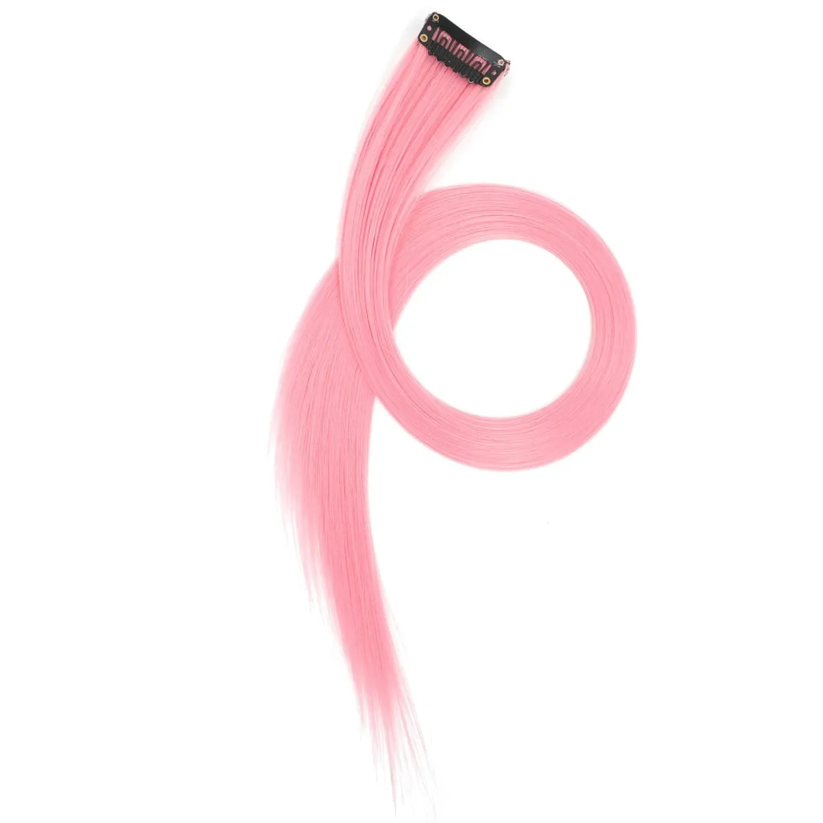 12pcs Colorful Bright Pink Hair Extensions Clip in Colored Party Highlights Extension Synthetic Hairpieces Straight for Women