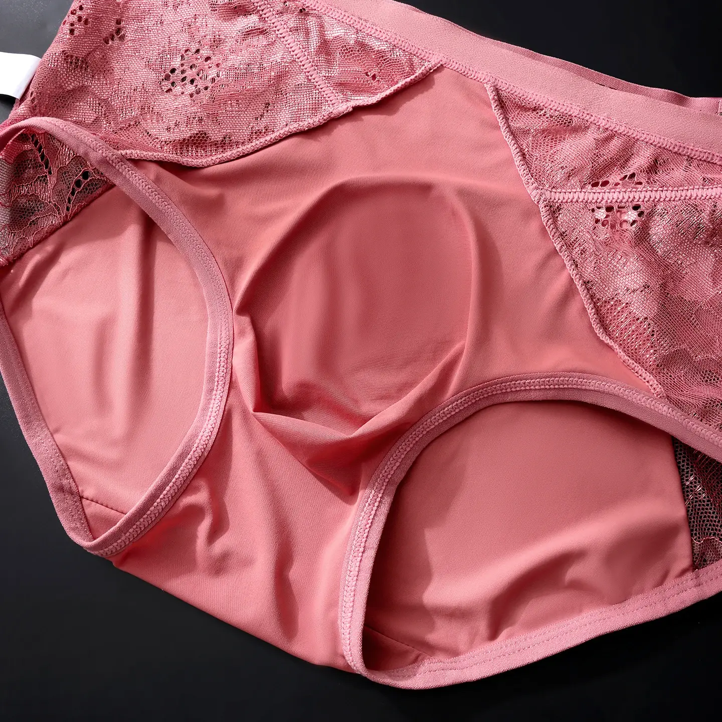 Male Glossy Satin Triangle Briefs Floral Lace Mesh Splice High Waist Elastic Letter Band Soft Breathable Men Underwear