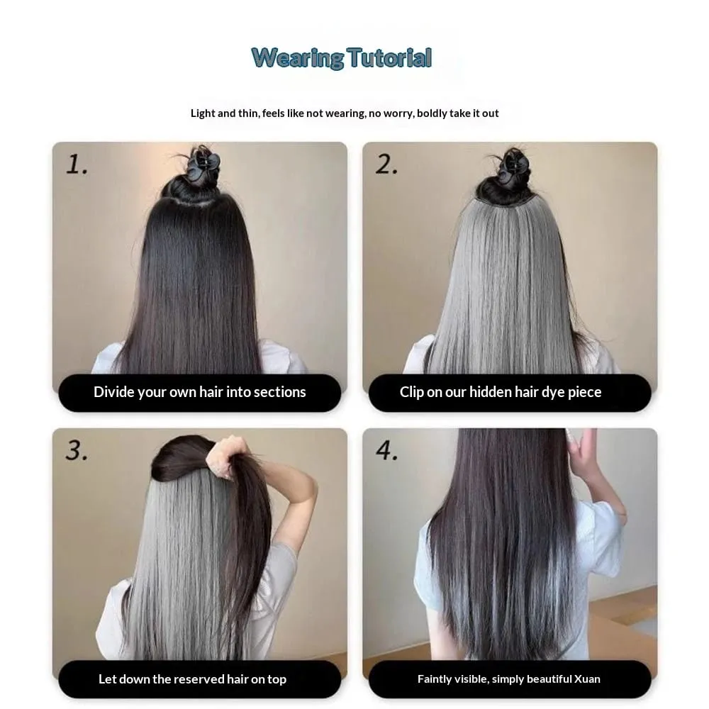 Synthetic Colored Highlighting Clip-in Hair Extensions Long Straight Ear-hanging Dyeing Wig Piece Color Thin Seamless Fake Hair