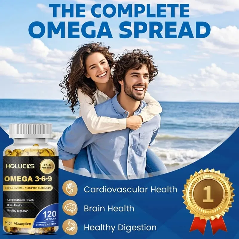 Omega 3-6-9 Fish Oil Capsules for Heart Brain Health & Healthy Digestion Cognitive Function Immune Support