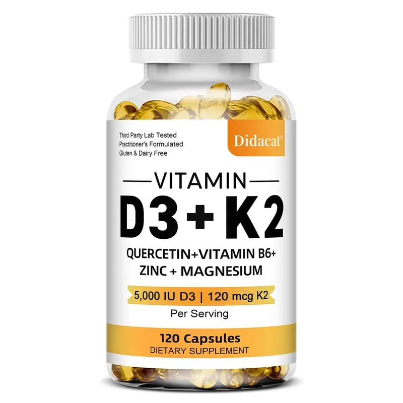 Vitamin D3 K2 Capsules Daily Supplement Healthy Immune System Heart and Bones Multi Diet Supplement for Adults — image 9