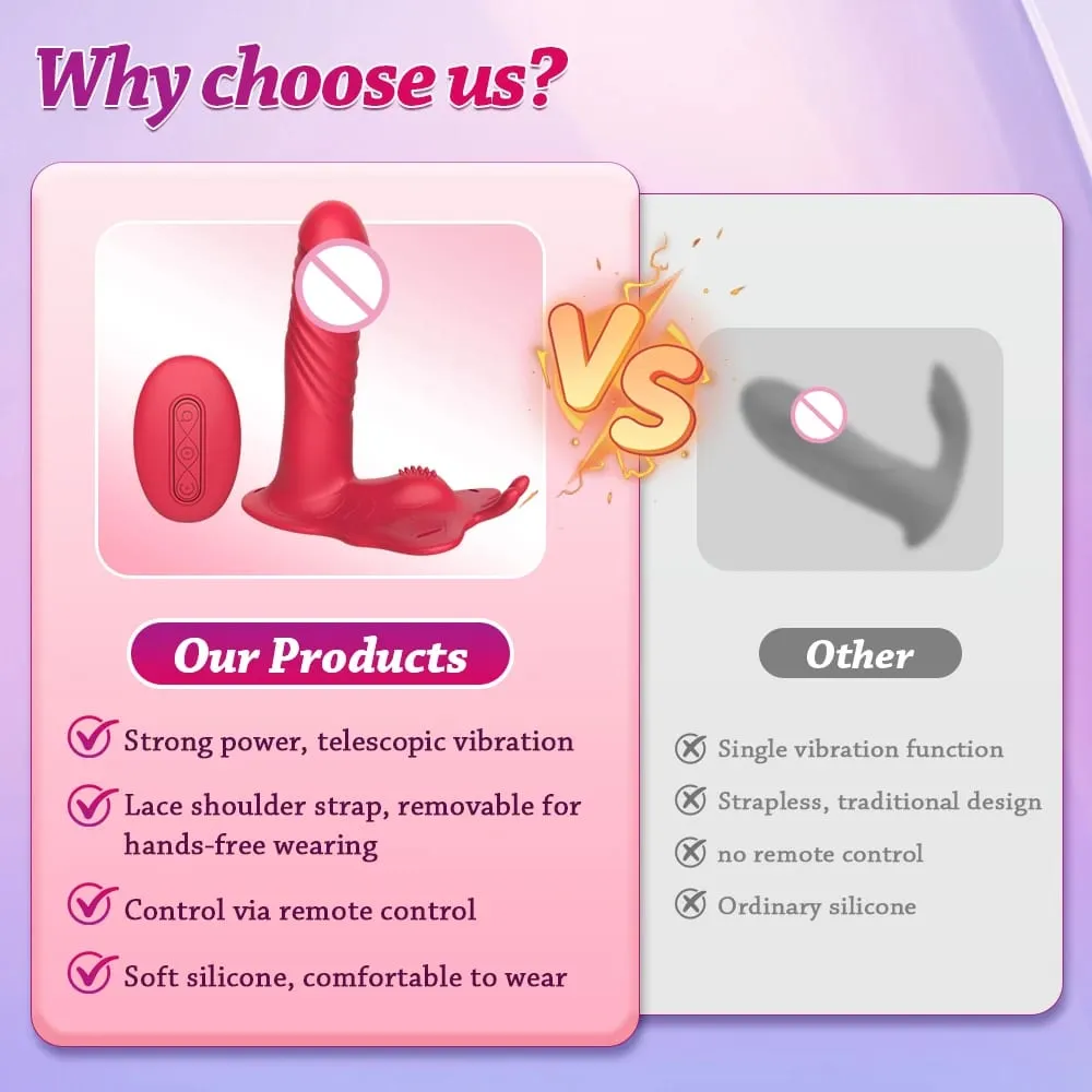 Wireless Remote Wearable Thrusting Vibrator 10 Telescopic Modes Vibrating Dildo Clitoris Stimulator Butt Plug Sex Toy for Women