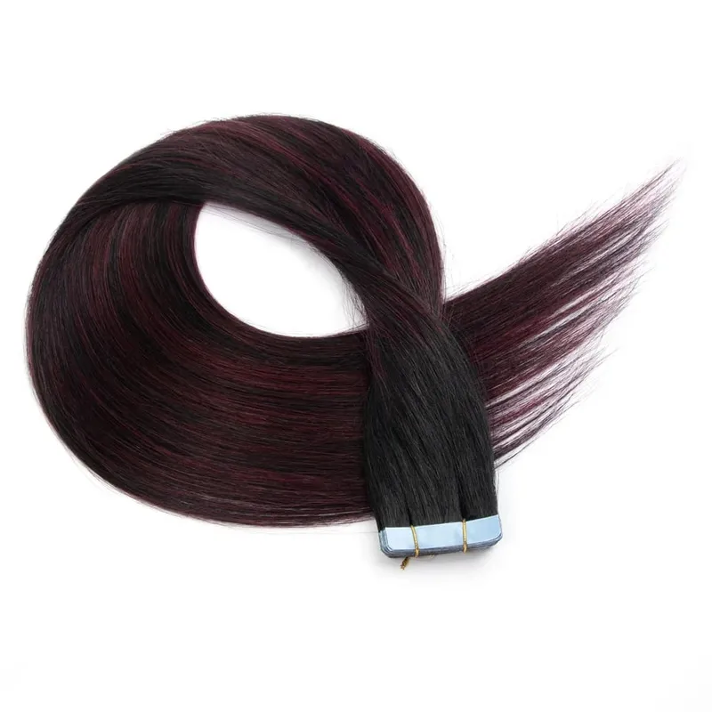 Real Human Hair Tape in Extensions 16'' 20'' Natural Straight High Light Seamless Tape Hair On Double Sided Tape 20pcs 30g/pack