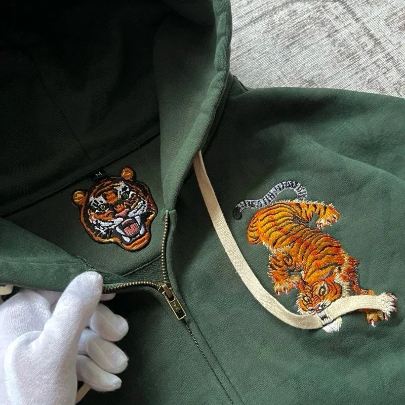 Lalaking Dragon Embroidered Hoodie Japanese Sukajan Style Fleece Lined Pullover Hooded Sweatshirt Loose Casual Streetwear Tops Bago