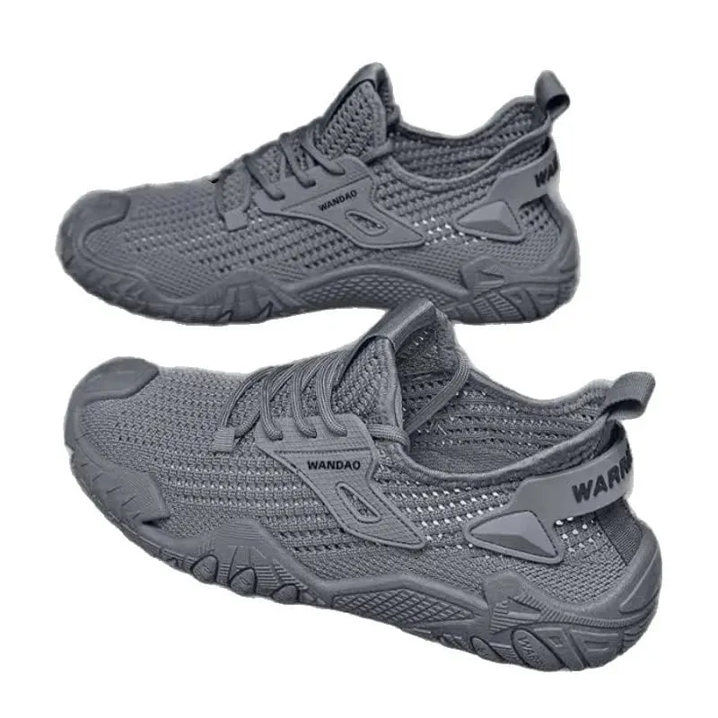 Men's Outdoor Sneakers Lace Up Breathable Mesh Comfortable Lightweight Walking Shoes Rugged Sole Daily Wear