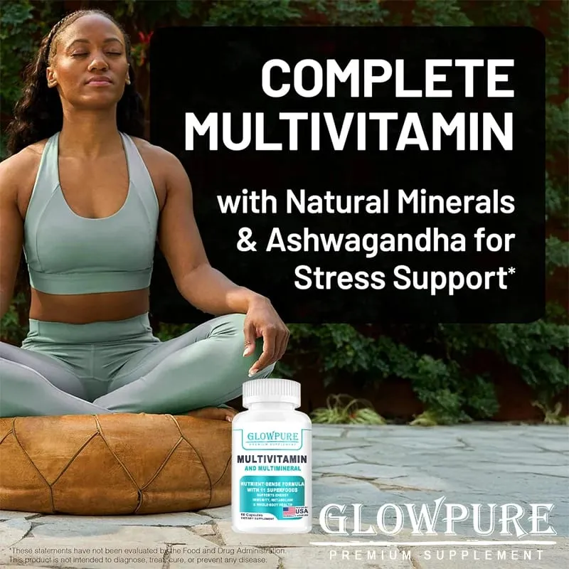 Multivitamin för kvinnor Ekologisk helmat & naturliga mineraler - B-komplex C-vitamin D3 K2 för stressimmunitet Hårhud och naglar
