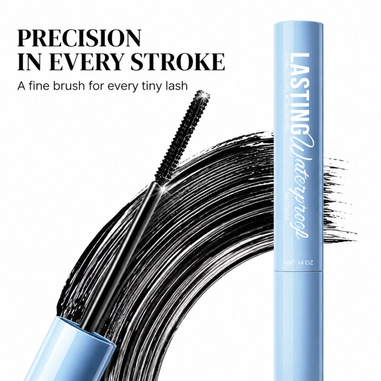Curling Mascara Long Lasting Waterproof Smudge Proof Volumizing Eye Makeup Nourishing Formula Black Silk Fibre Mascara 4g