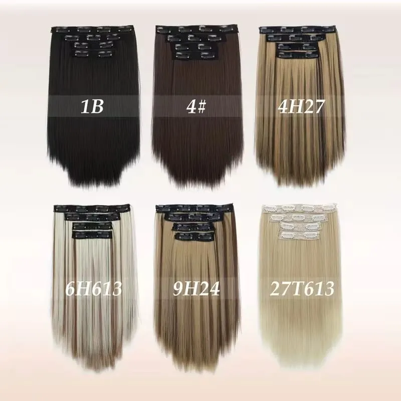 14Inch Synthetic Short Straight Hair Extension 4pcs/set Clip in Length & Volume Hairpiece for Women Everyday Style