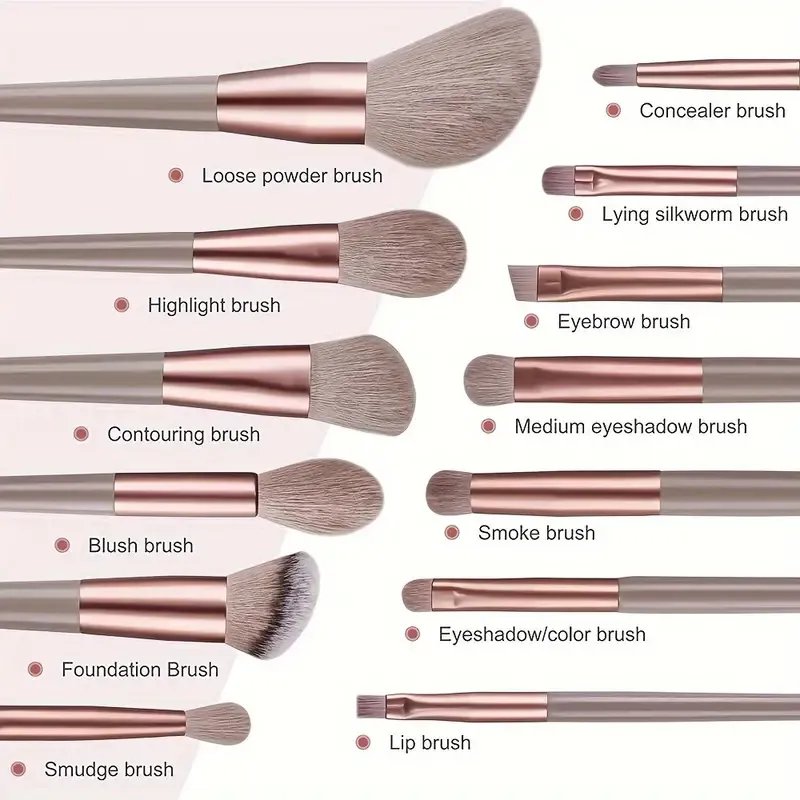 13Pcs Makeup Brushes Tool Set Cosmetic Powder Eye Shadow Foundation Blush Blending Beauty Make Up Brush For Makeup Starters Gift