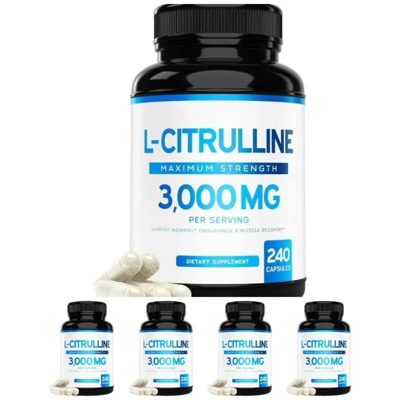L-Citrulline 3000mg Supplement for Men & Women Vegan Amino Acid Sports Support for Workout Pump Muscle Recovery 60 Servings