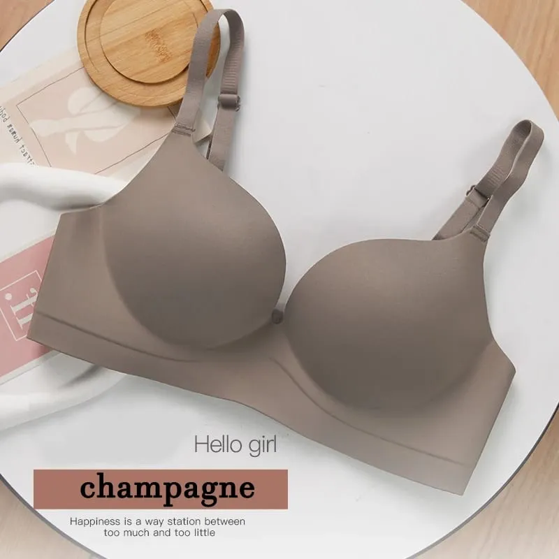 1Pcs Women Seamless Wireless Push Up Bra for Women Nude Brown Smooth Contour Cup Invisible Underwire-Free Bralette Daily Wear