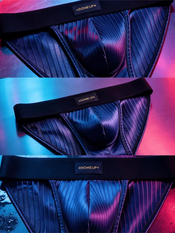 3PCS Men's 3D Pouch Briefs Vertical Stripe Satin Mesh Combo High Elastic Waist Simple Fashion Home Daily Underwear