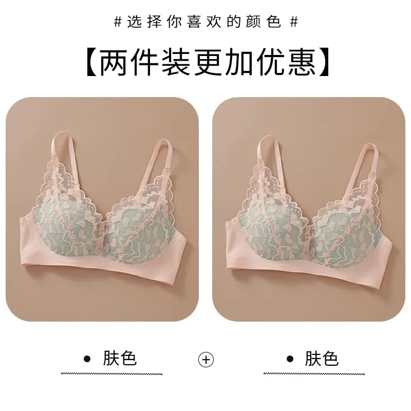 Japanese Sexy Spitze Büstenhalter ohne Bügel Push Up für kleine Brust Seitlich glättend Anti-Sagging Neu Bestseller MOYISU B