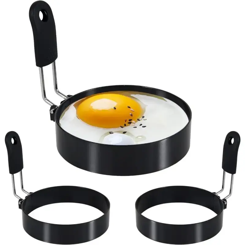 Anti-scald Egg Fried Ring Professional Stainless Steel Nonstick Round Pancake Mold Cooking Egg Mould Breakfast Sandwich Tools — image 6