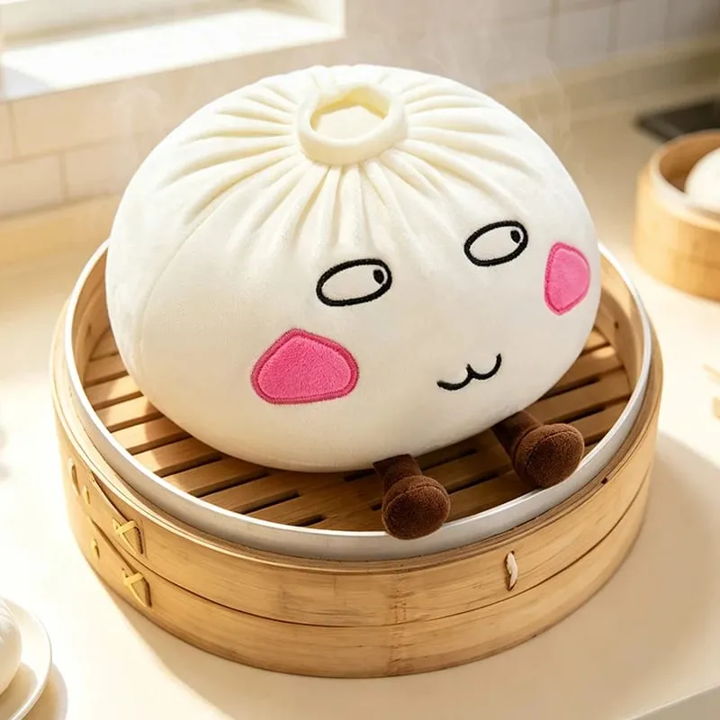 Kawaii לחמנייה מאודה כרית קטיפה מצוירת Baozi ממולא צעצוע עם רגליים כרית צורת מזון רכה תפאורה מצחיקה מתנת יום הולדת לילדות