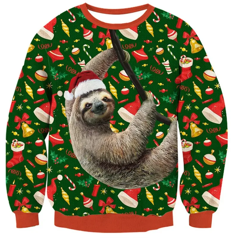 Ugly Christmas Sweater For Men Women Funny Novelty Xmas Sweatshirt 3d Printed Cartoon Animal Long Sleeve Pullover Hoodies Tops