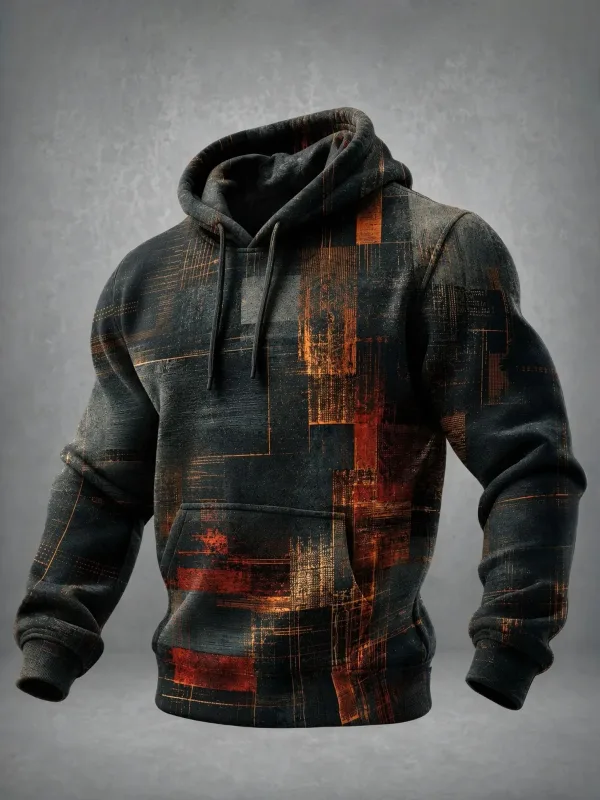 Unisex 3D Printed Hoodie Vintage Rust Texture Block Pullover Long Sleeve Kangaroo Pocket Street Casual Sweatshirt