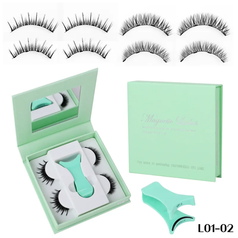 2 Pairs Magnetic False Lashes Natural Wispy Magnetic Eyelashes Portable All-in-one Case Reusable No Glue Eye Lashes Customized