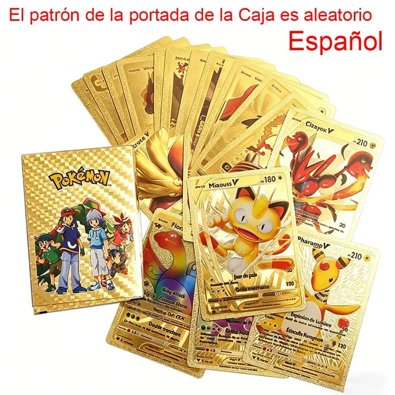 55PCS Pokemon Cards Vmax GX Gold Foil Flash Box Party Interactive Game English Spanish Colorful Game Battle Collection Card Gift