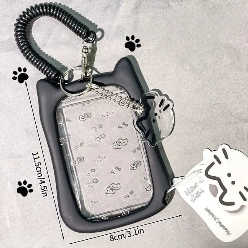 Fofo porta-chaves para cartão fotográfico - porta-cartões de PVC transparente com chaveiro para mochila capa protetora para presente de foto de ídolo para colecionadores de fãs