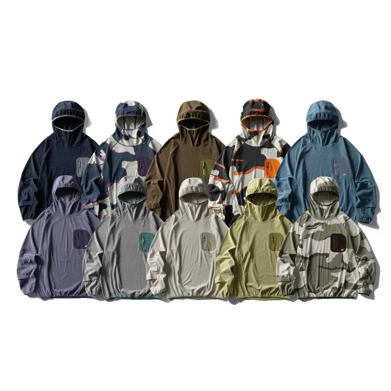 Outdoor Sport Hoodies Men Women Lightweight Fleece Long Sleeve Breathable Pullovers Hooded Sweatshirt Unisex Track T Shirts Tops