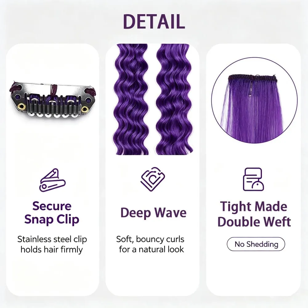 Deep Wave Hairpiece Synthetic Hair Extensions 10 Pcs/Set Clip In Hair Extension 24Inch Multiple Pure Color No Shedding For Women