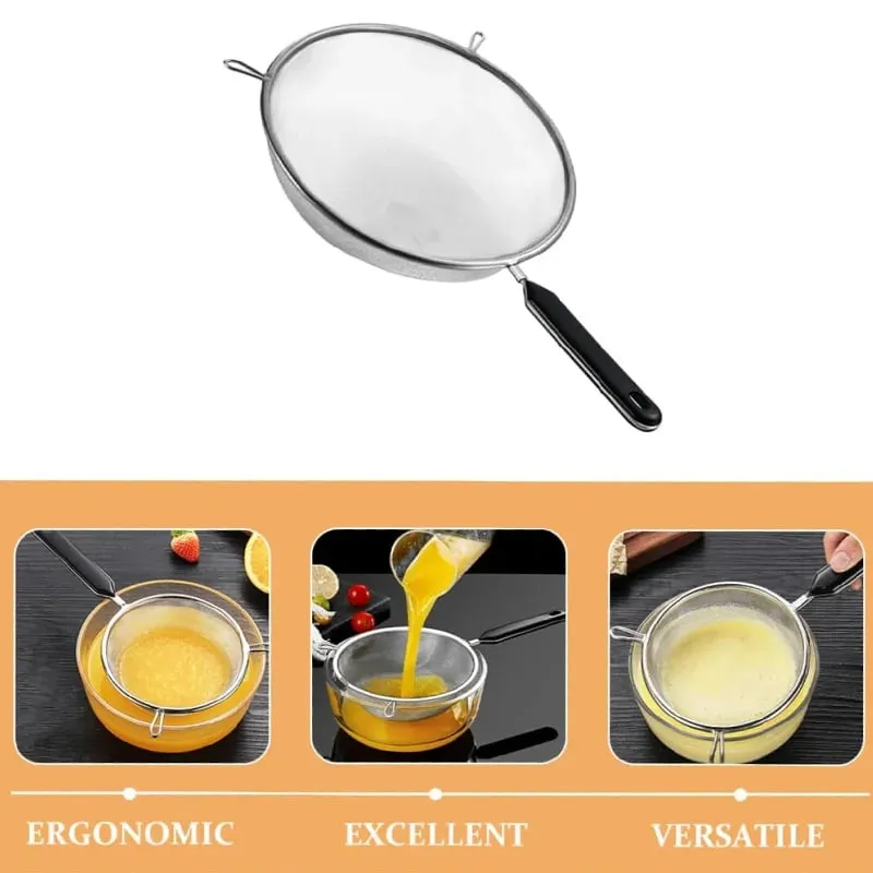 Premium Fine Mesh Strainer for Your Festive Kitchen - Versatile 6.3 Inch Stainless Steel Sieve for Fruits Broths and Baking Prep