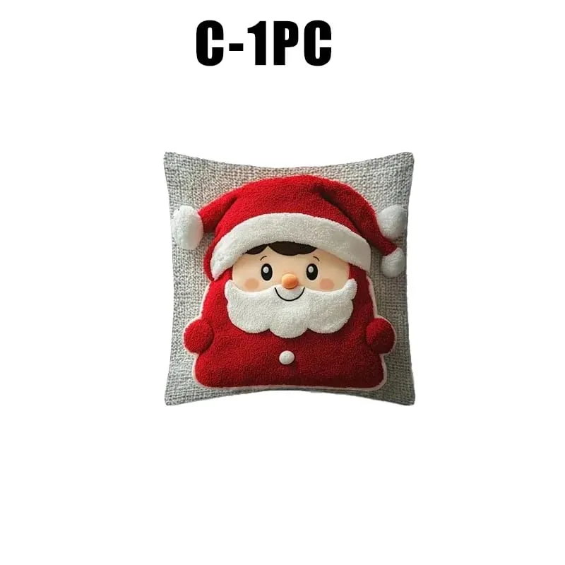 Christmas Character Cushion Cover Snowman Reindeer Digital Print on Stretch Fabric for Festive Home Decor
