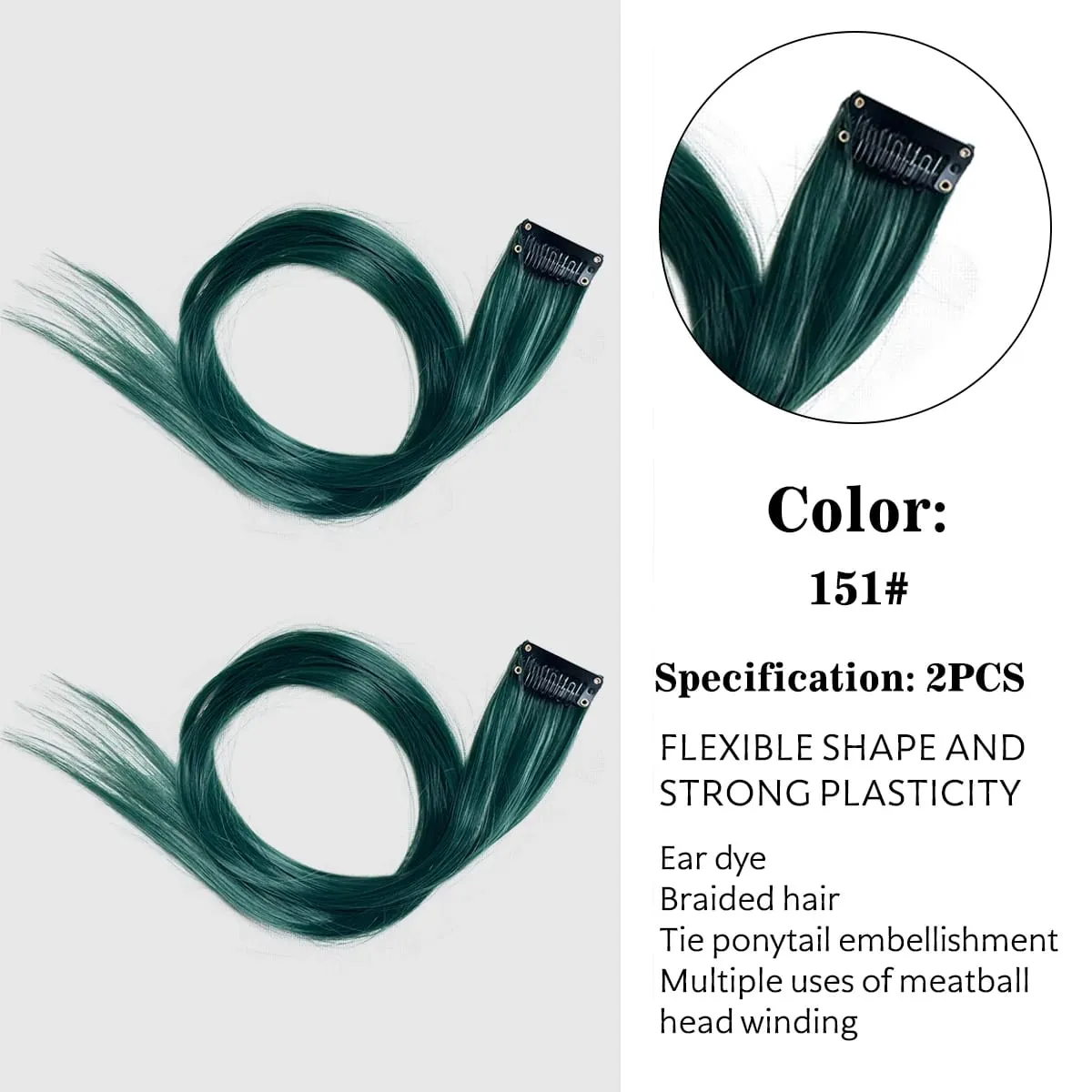 Synthetic Colored Clip In Hair Extensions Straight Highlight Hair Streaks Rainbow Hanging Hair Pieces Hairpiece For Women Party
