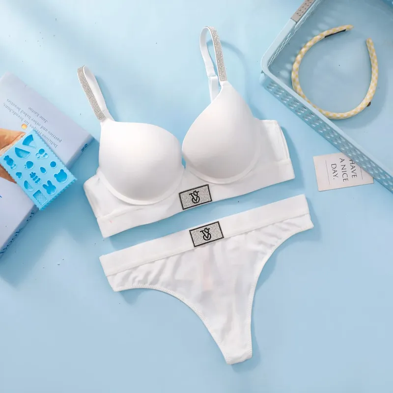 Женский кружевной бюстгальтер и трусики Victoria's Secret, комплект пуш-ап, беспроводное, удобное повседневное нижнее белье на косточках, бесшовное