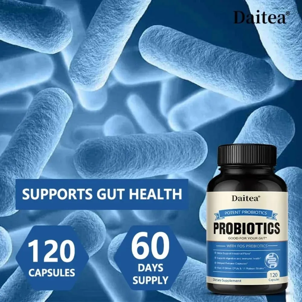 Probiotics 45 Bilion CFUs with Prebiotics Supports Immune Gut Health for Women & Men - 120 Capsules