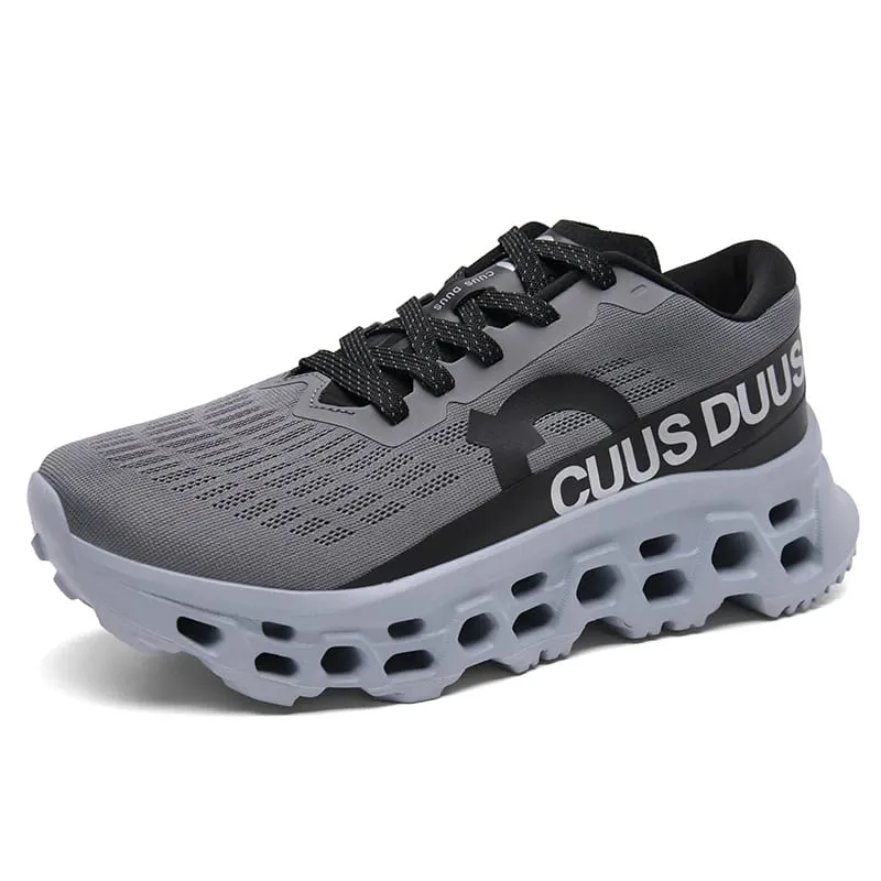 Men's running shoes hollow cushioning thick soled sneakers breathable mesh lightweight non-slip sneakers outdoor fitness shoes