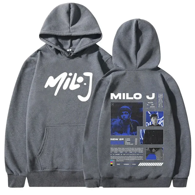 Rapper milo j 511 álbum merch hoodies roupas masculinas vintage hip hop moletom com capuz casual pullovers de grandes dimensões streetwear