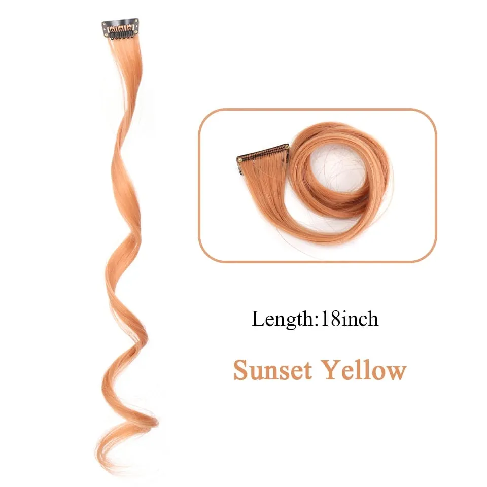 Tổng Hợp Kẹp Trong Một Miếng Nhiều Màu Sắc Làm Tóc Xoăn Tóc Tổng Hợp Miếng 18 "Dài Ombre Tóc Hồng Tím Đỏ xanh Dương