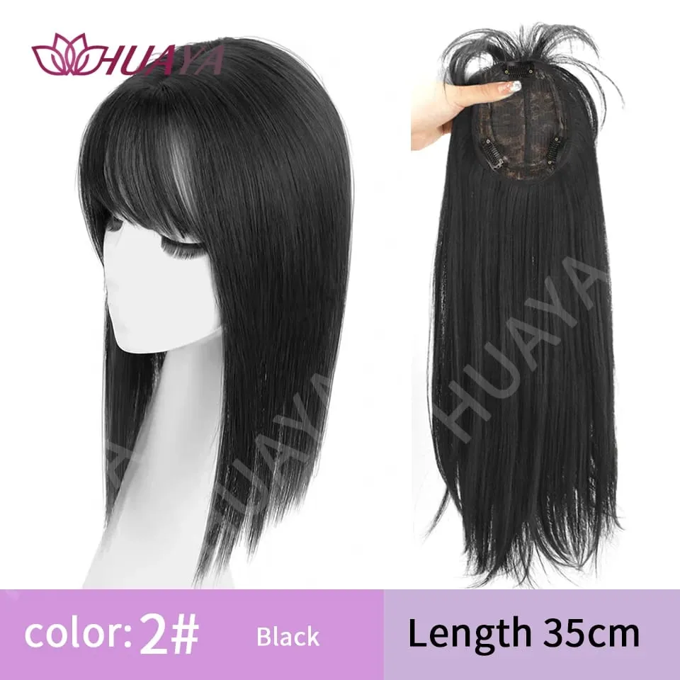 Synthetic Ombre Dark Root Golden Toppers Wig Hair Piece for Women Heat Resistant Cilps in Hair Extensions Invisible Clourse Clip
