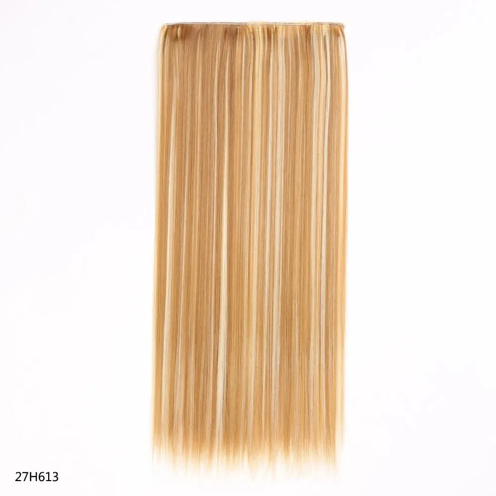Syntetické prodloužení vlasů jednodílné s klipem 5Clips v dlouhé rovné vlasy blond pro ženy každodenní použití