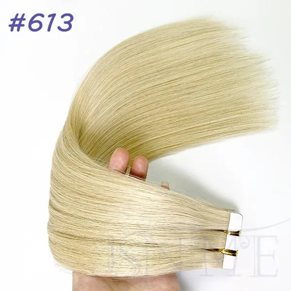 Tape In Human Hair Extensions 100% Really Hair Tape In Hair Natural Straight Black Brown Blonde 613 For SalonFor Women