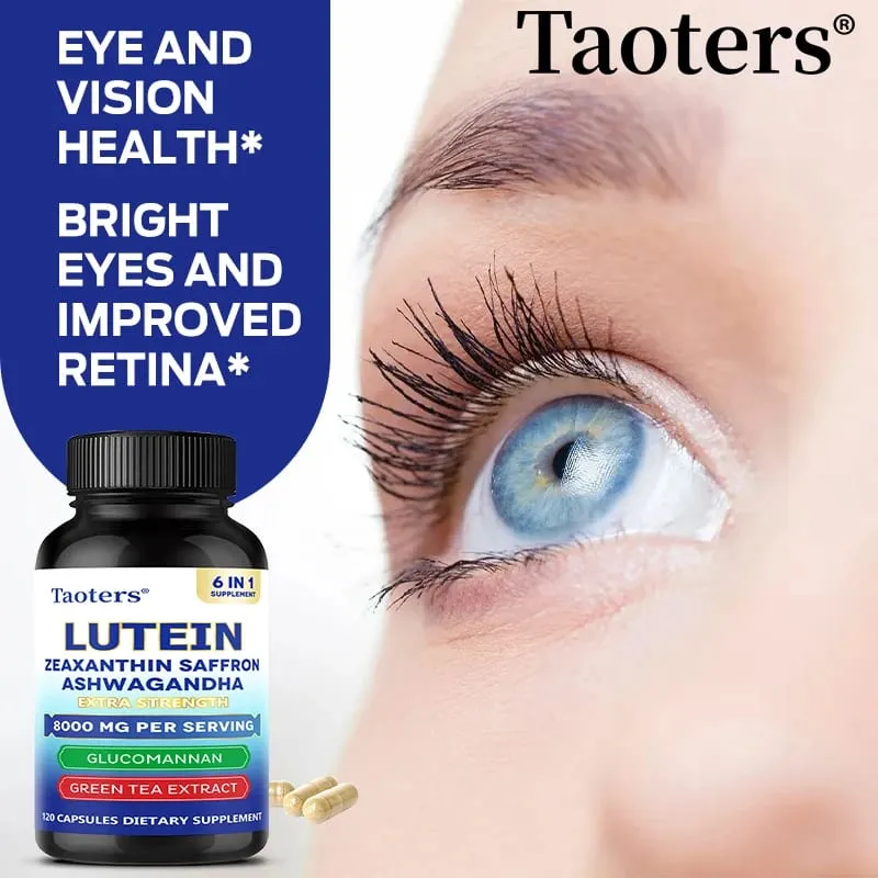 Lutein & Zeaxanthin 8000mg Capsules - Eye Vitamins for Vision Health Blue Light Protection Antioxidant & Skin Elasticity
