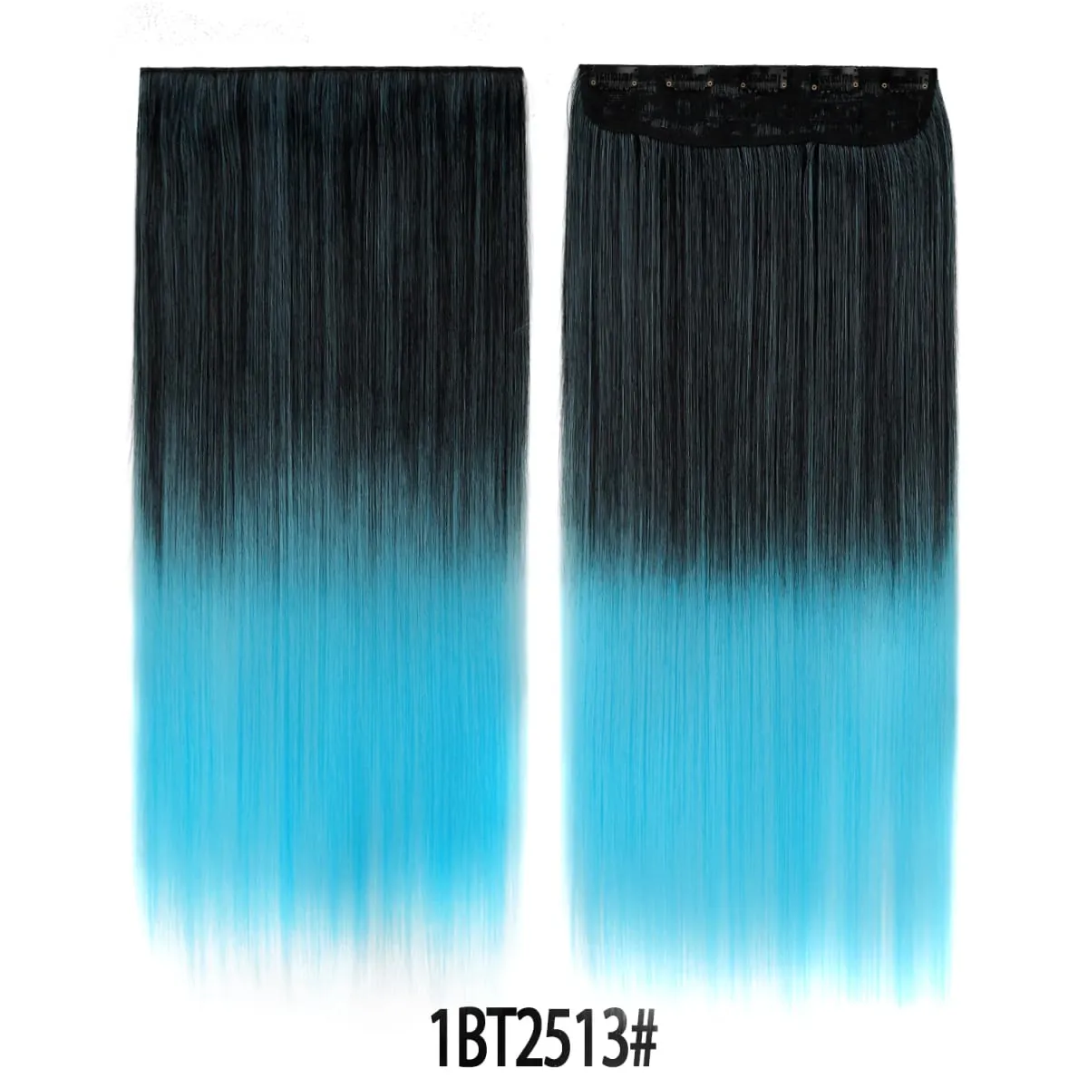 Jeedou Rainbow Hairpieces Clip In Hair Extension One Piece With 5Clips Ombre Color Straight Hair Wig For Girls Halloween Cosplay