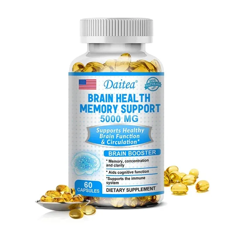 Brain Health Nootropic Capsules 5000mg Boost Memory Focus & Clarity Cognitive Function & Blood Circulation Mental Performance
